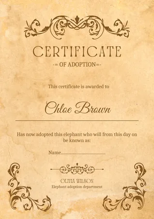 eMemorybear certificate of adoption